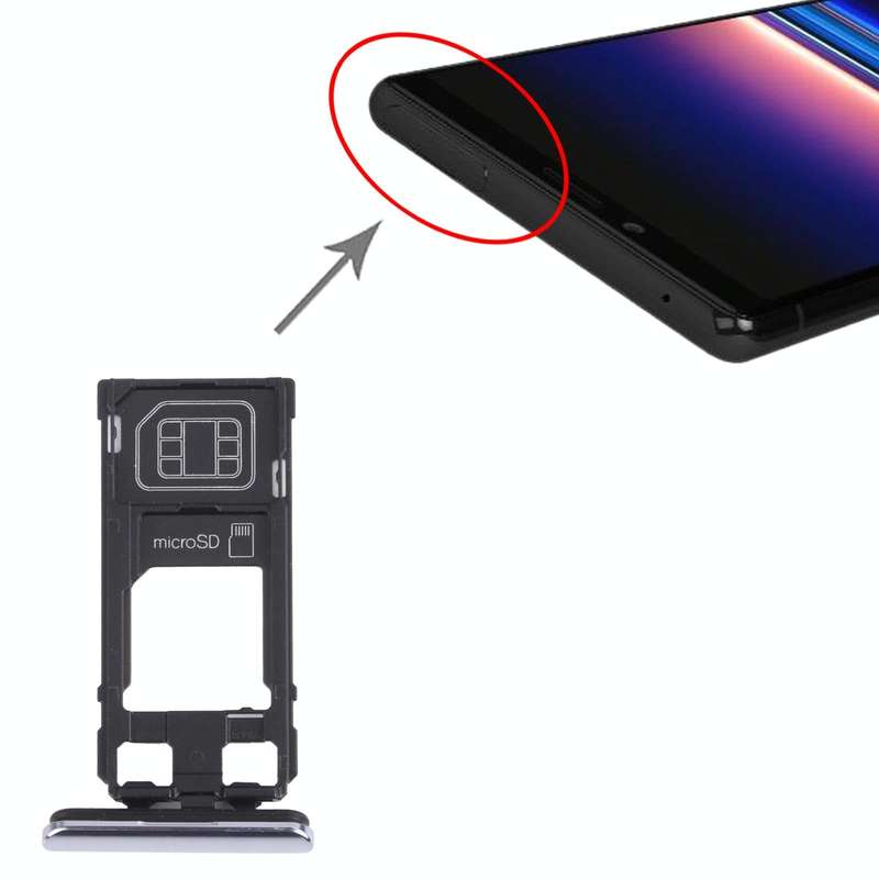 SIM Card Tray + Micro SD Card Tray for Sony Xperia 1 / Xperia XZ4 (Grey)