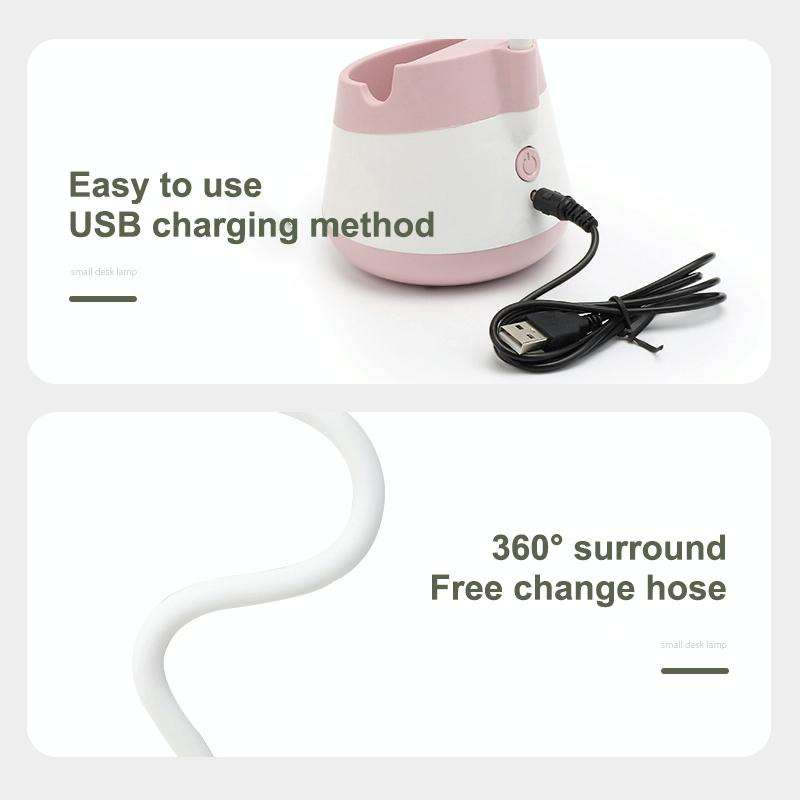 USB Charging LED Desk Light Eye Protection Lamp with Pen Holder and Phone Holder(CS276-3 Yellow)