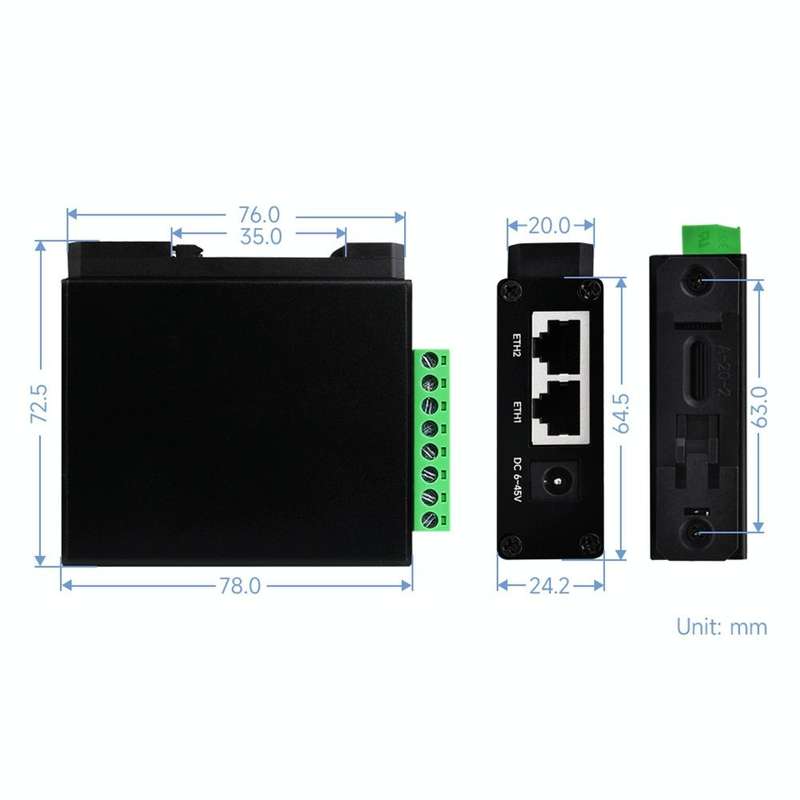 Waveshare RS232 RS485 To RJ45 Ethernet Serial Server, Spec: RS232 RS485 TO ETH (B)