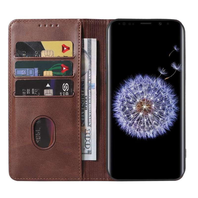 For Samsung Galaxy S9 Plus Magnetic Closure Leather Phone Case(Brown)