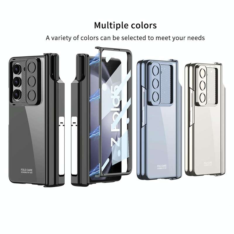 For Samsung Galaxy Z Fold5 5G GKK Integrated Push Lens Window Fold Hinge Phone Case with Pen Slot...