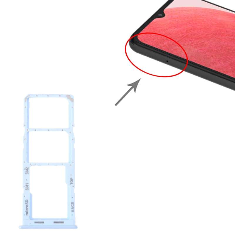 For Samsung Galaxy A13 SM-A135 Original SIM Card Tray + SIM Card Tray + Micro SD Card Tray (Blue)