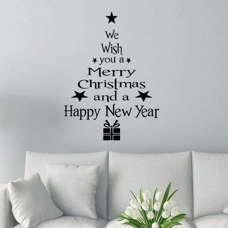 Blessing Christmas Tree Living Room Window Glass Door Removable Christmas Wall Sticker Decoration...