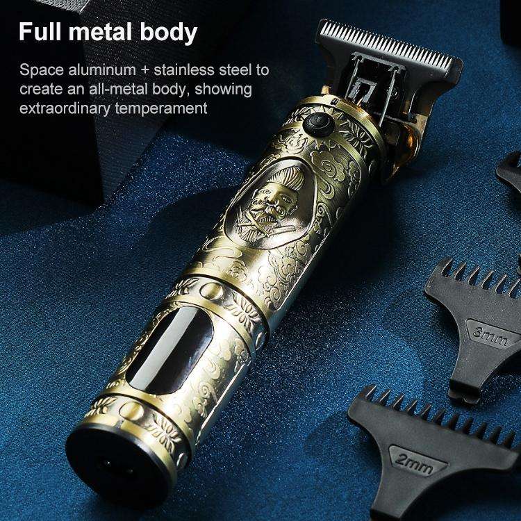 VGR V-228 5W USB Retro Engraving Hair Clipper with LED Digital Display (Silver)