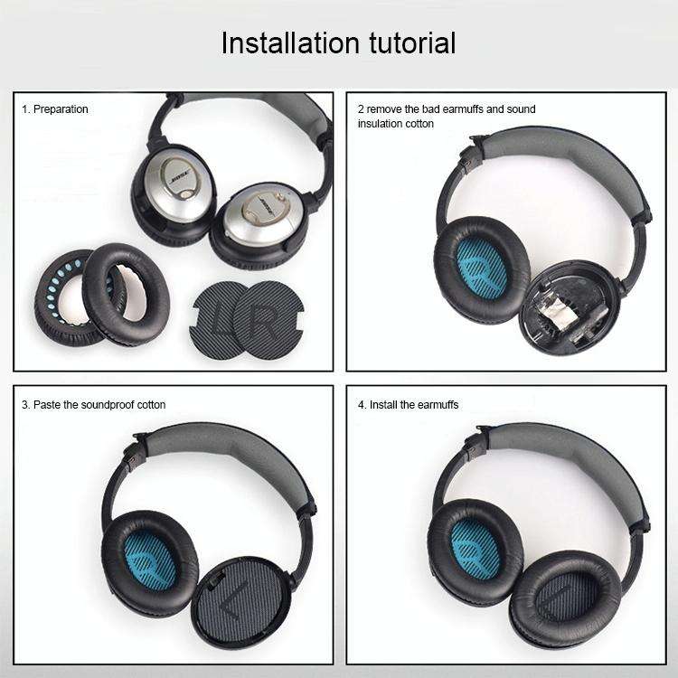 1 Pair Soft Earmuff Headphone Jacket with LR Cotton for BOSE QC2 / QC15 / AE2 / QC25 / QC35 (Yell...