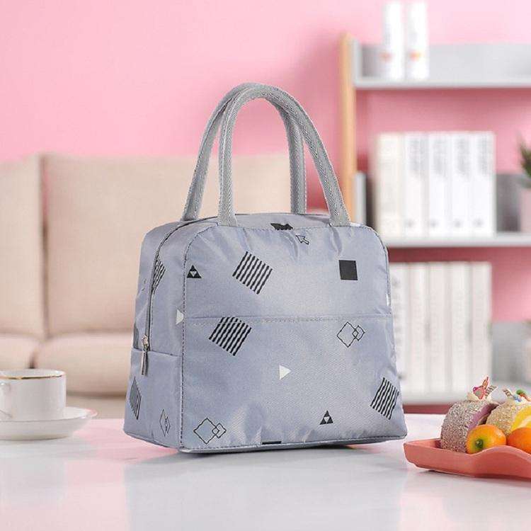 Portable Waterproof Padded Cold Insulation Lunch Box Bag(Geometry Grey)