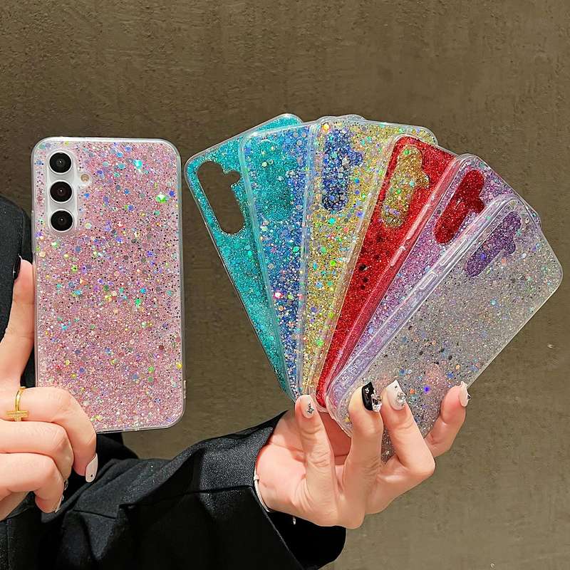 For Samsung Galaxy A54 5G Glitter Sequins Epoxy TPU Phone Case(Pink)