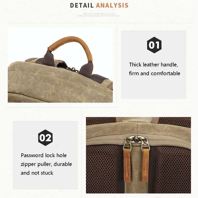 D1383 Outdoor SLR Digital Camera Backpack Waterproof Batik Canvas Camera Bag(Gray)