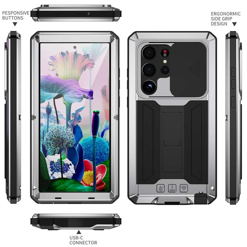 For Samsung Galaxy S23 Ultra 5G R-JUST Sliding Camera Design Life Waterproof Dustproof Shockproof...