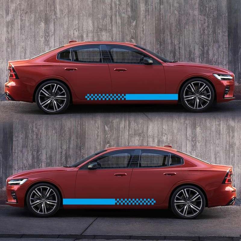 2 PCS/Set D-282 Waistline Pattern Car Modified Decorative Sticker(Blue)