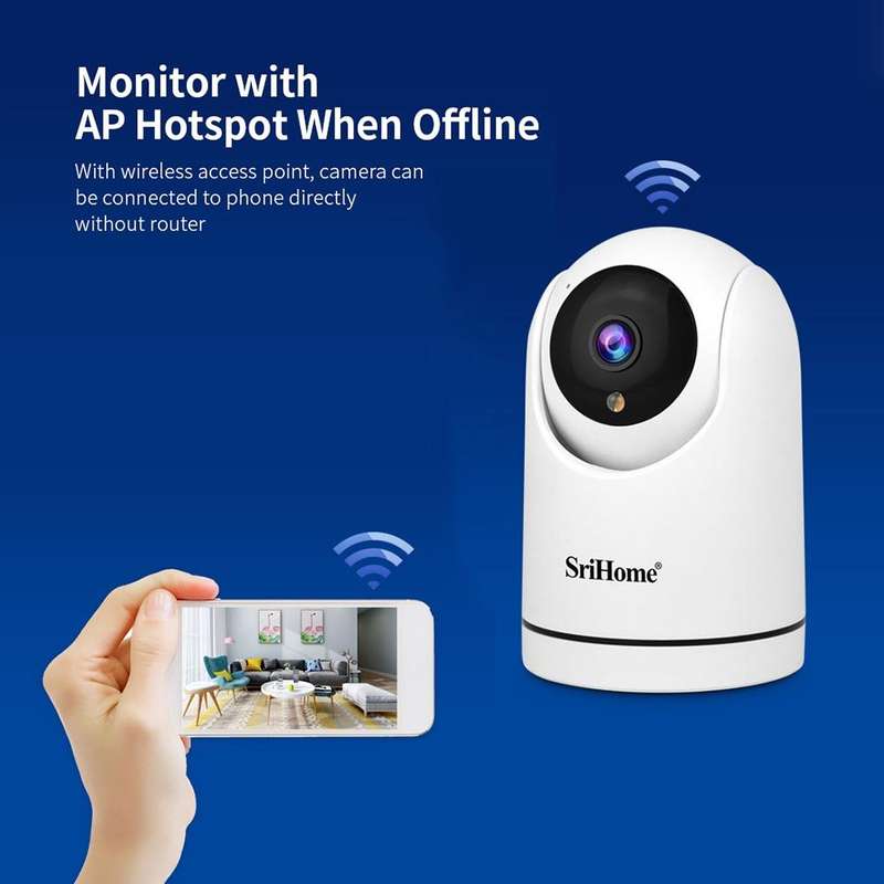 SriHome SH042 2.0MP 1080P HD AI WiFi Pan-tilt Surveillance Camera(US Plug)