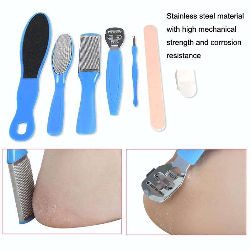 8 In 1 Foot Care Exfoliating Pedicure Knife Tool Foot File Set(Blue)