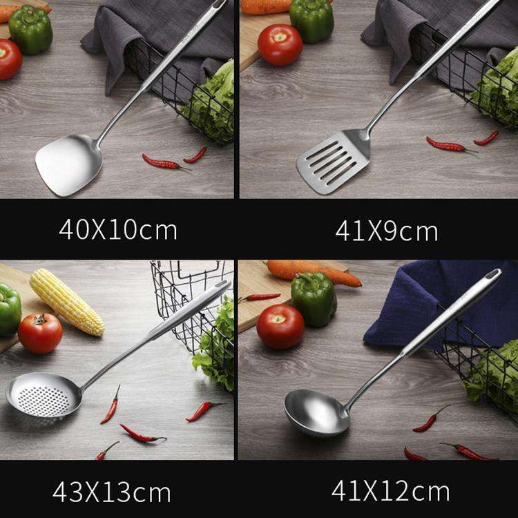 304 Stainless Steel Kitchen Equipment Thickened Hollow Handle Cooking Tool, Style: Slotted Shovel