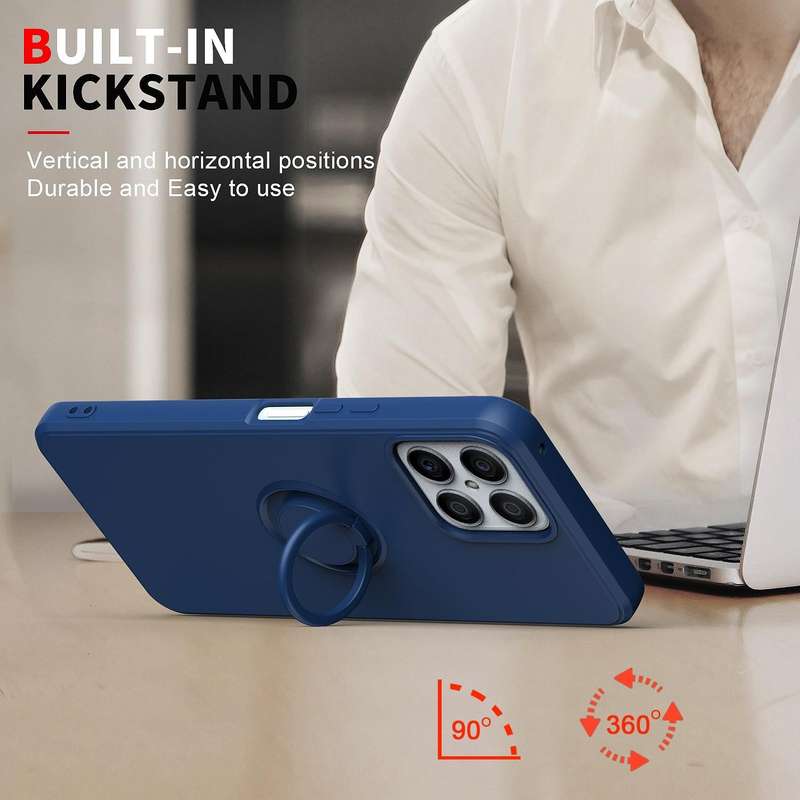 For Honor X8 Ring Kickstand Silicone Phone Case(Blue)