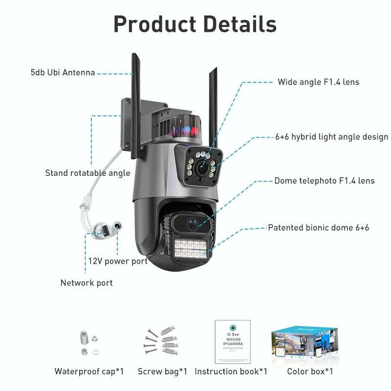 QX81 Humanoid Recognition AI Alarm WIFI Spherical Dual 2MP IP Camera, Plug:UK Plug