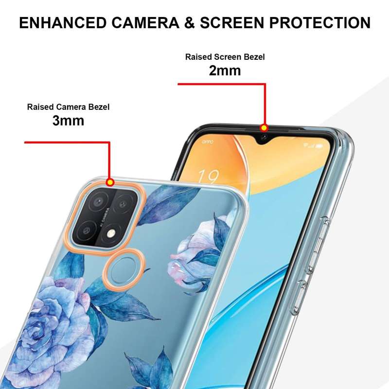 For OPPO A15 / A15S Flowers and Plants Series IMD TPU Phone Case(Orchid Peony)