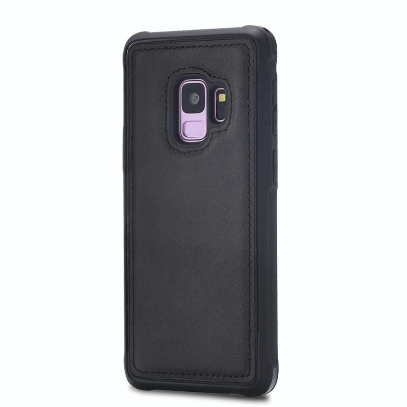 For Galaxy S9 Magnetic Shockproof PC + TPU + PU Leather Protective Case(Black)