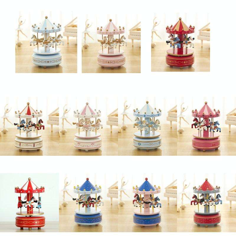 Sky City Carousel Clockwork Music Box Couples Birthday Gift(K0321 Red White)