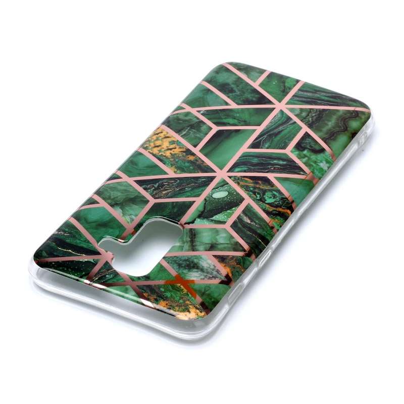 For Galaxy A6+ (2018) Plating Marble Pattern Soft TPU Protective Case(Green)