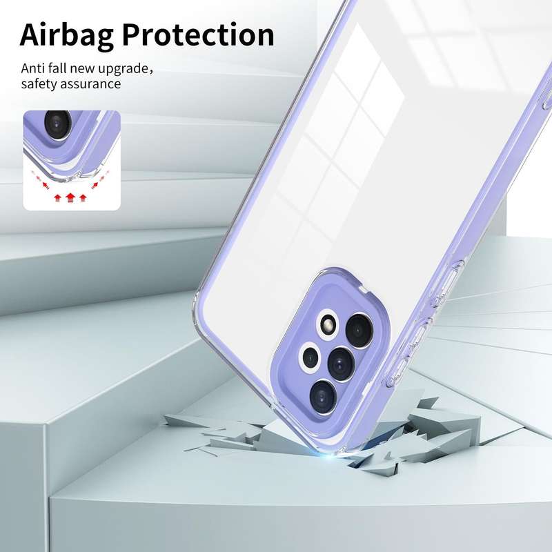 For Samsung Galaxy A53 5G 3 in 1 Clear TPU Color PC Frame Phone Case(Purple)