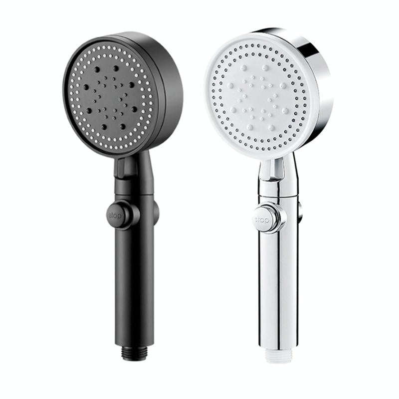 Pressurized Shower Water Heater Handheld Multifunction 6-speed Nozzle, Color: Black