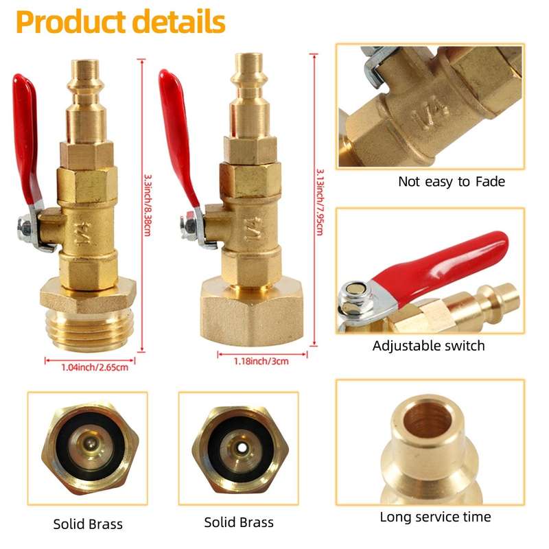 A6863 RV Female + Male 1/4 Drain Fitting Adapter with Storage Bag