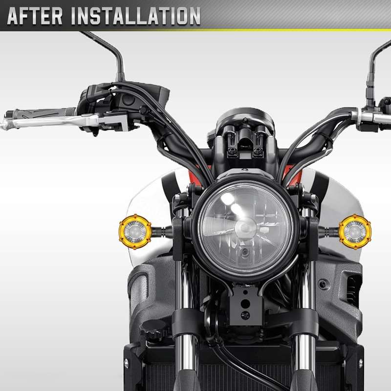 1 Pair Motorcycles Universal Rotating LED Dual-color Flow Turn Signal Light(Amber Yellow Light + ...