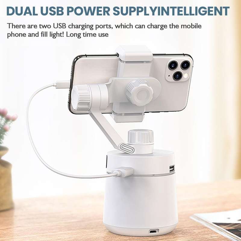 GK01 360 Degree Rotation Intelligent Tracking Pan Tilt Following Shot Tripod Head Holder (White)