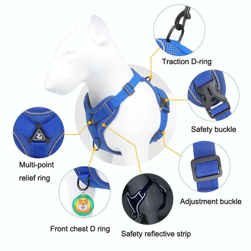 HT-864 Pet Traction Rope Reflective Breathable Dog Chest Strap Vest, Size: L(Coffee)