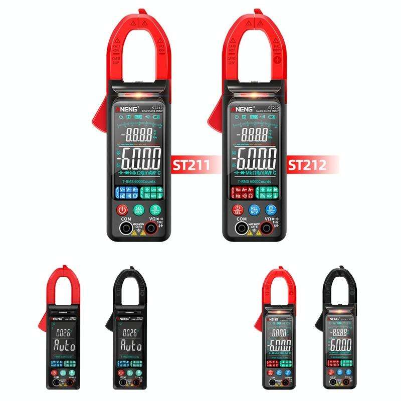 ANENG Large Screen Multi-Function Clamp Fully Automatic Smart Multimeter, Specification: ST211 Red