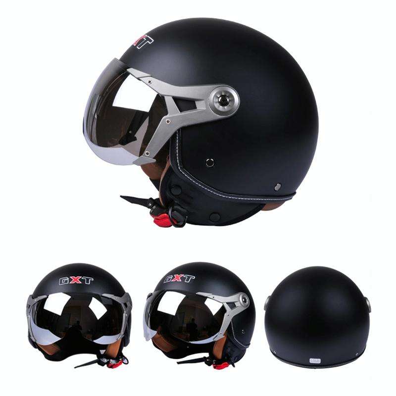 GXT Electric Vehicle Half Cover Helmet Four Seasons Retro Helmet, Size: L(Matte Black)