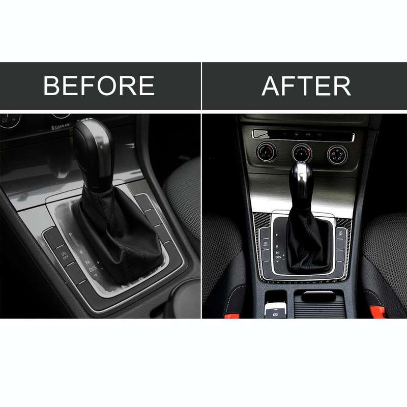 Car Carbon Fiber Gear Position Panel Frame Decorative Sticker for Volkswagen Golf 7 2018-, withou...