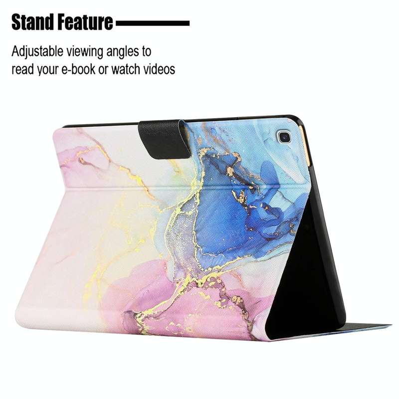 For Samsung Galaxy Tab S6 Lite P610 Marble Pattern Smart Leather Tablet Case(Pink Blue)