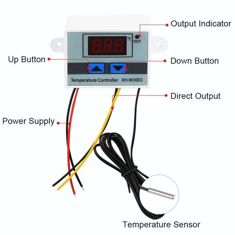 XH-W3001 Digital LED Temperature Controller Arduino Cooling Heating Switch Thermostat NTC Sensor ...