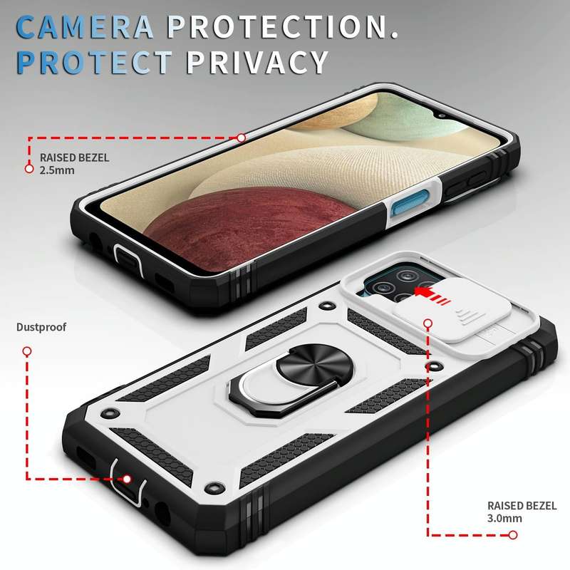 For Samsung Galaxy A12 Sliding Camera Cover Design TPU + PC Protective Case with 360 Degree Rotat...