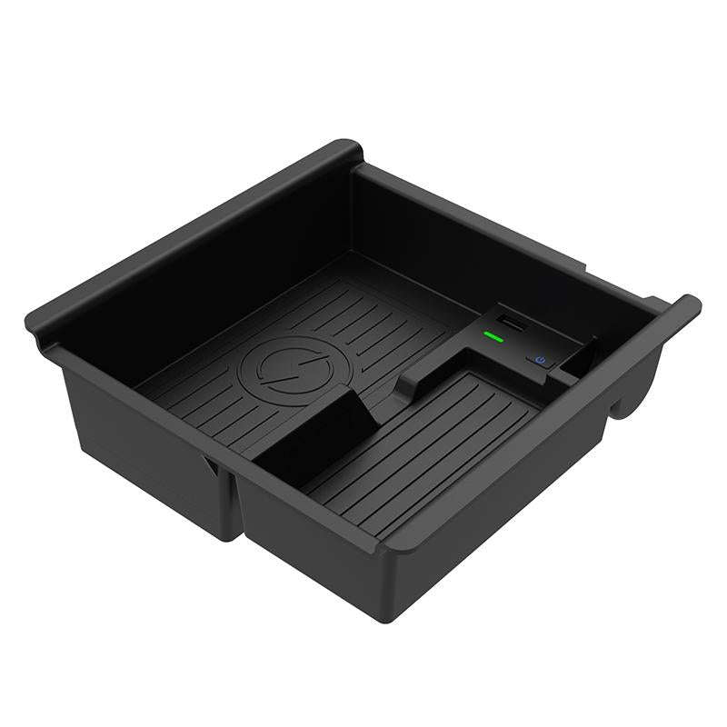 Multi-function Car Wireless Charger Rack Storage Box for Toyota Tacoma 2016-2021, Left Driving(Bl...