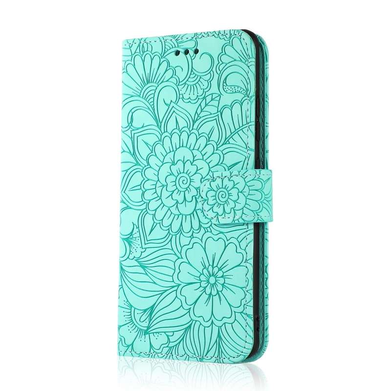 For Samsung Galaxy A71 Skin Feel Embossed Sunflower Horizontal Flip Leather Case with Holder & Ca...