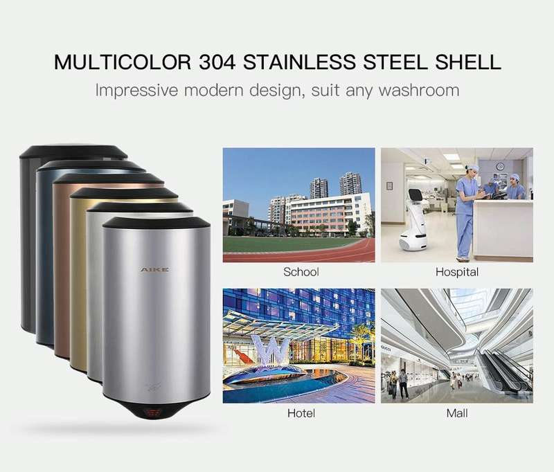 304 Stainless Steel Automatic SensorJet Hand Dryer High Speed Airflow for Home Hotel Airport Hand...