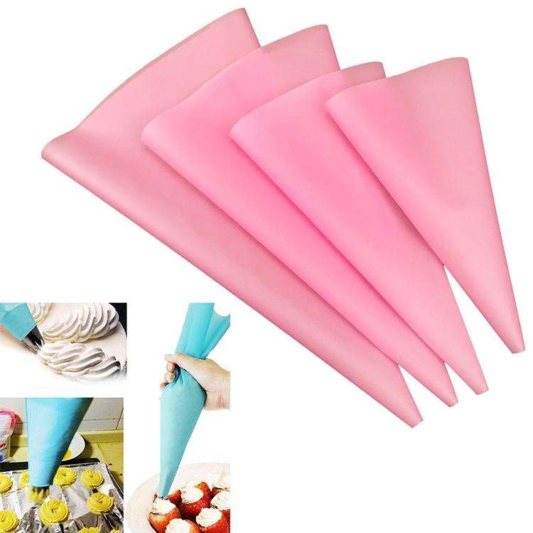 4 in 1 Silicone Icing Piping Cream Pastry Bag Nozzle DIY Cake Decorating Tools Set(EVA Bag Pink 4...
