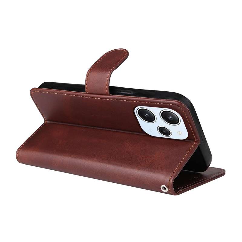 For Xiaomi Redmi 12 4G Classic Calf Texture Flip Leather Phone Case(Brown)