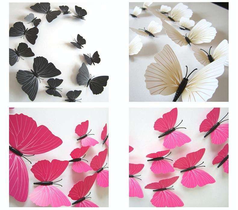2 Sets Creative 3D Color Butterfly Wall Stickers Living Room Bedroom Decoration Supplies, Magnet ...