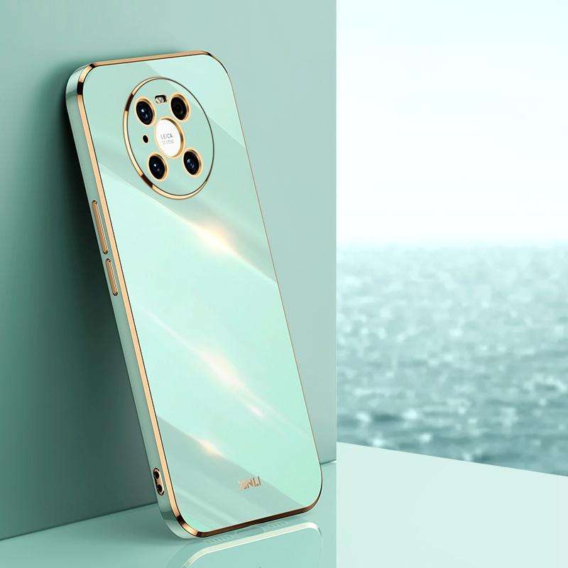 For Huawei Mate 40 Pro XINLI Straight 6D Plating Gold Edge TPU Shockproof Case(Mint Green)