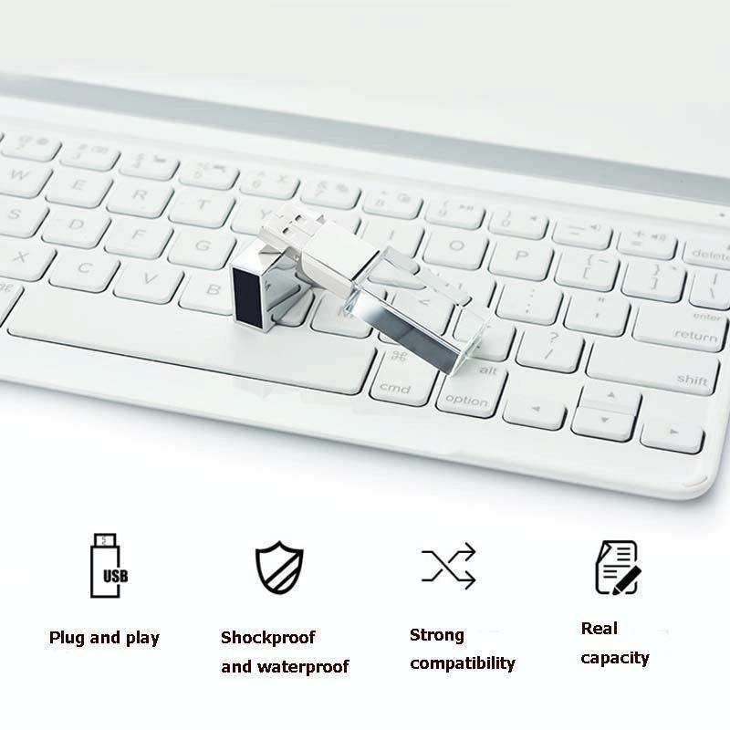 2 PCS Crystal Flash Light Emitting USB 2.0 Flash Drive Car Music USB Flash Drive, Capacity: 32G (...