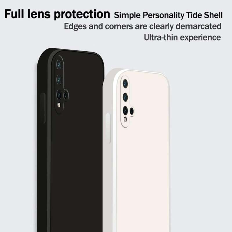 For Huawei nova 5 Pro Solid Color Imitation Liquid Silicone Straight Edge Dropproof Full Coverage...