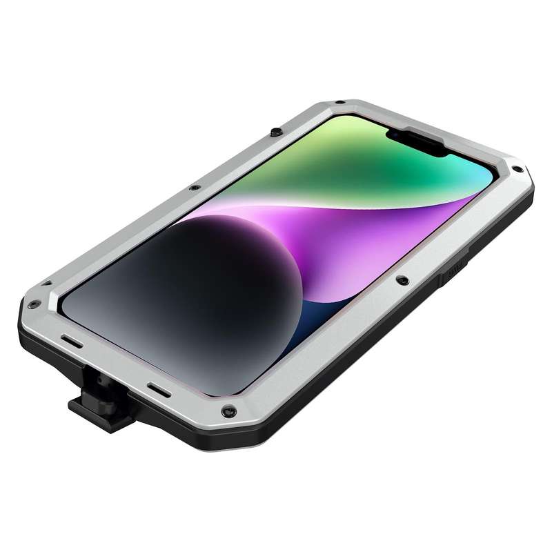 For iPhone 14 Shockproof Waterproof Silicone + Zinc Alloy Case (Silver)