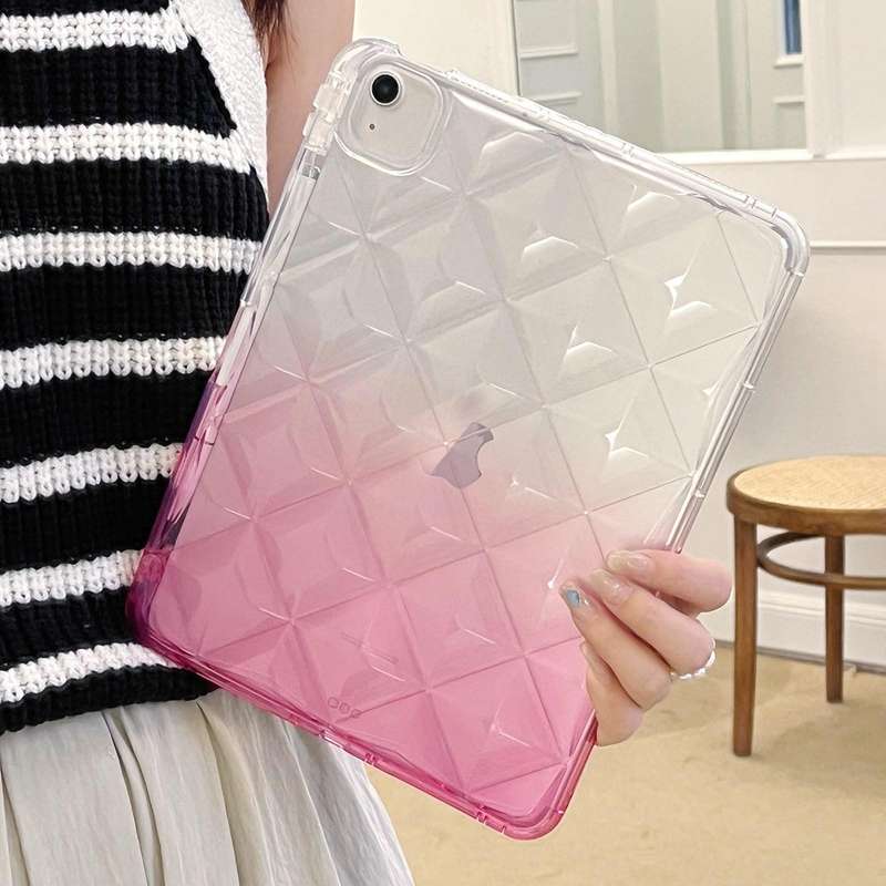 For iPad Air 11 2024 / iPad Pro 11 Gradient Diamond Plaid TPU Tablet Case(Gradient Pink)