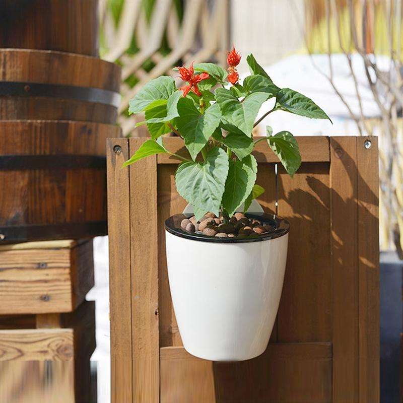 Self-Watering Planter Grow Plants Lazy Flower Pots Wall-hanging Round Resin Plastic Flower Pots, ...