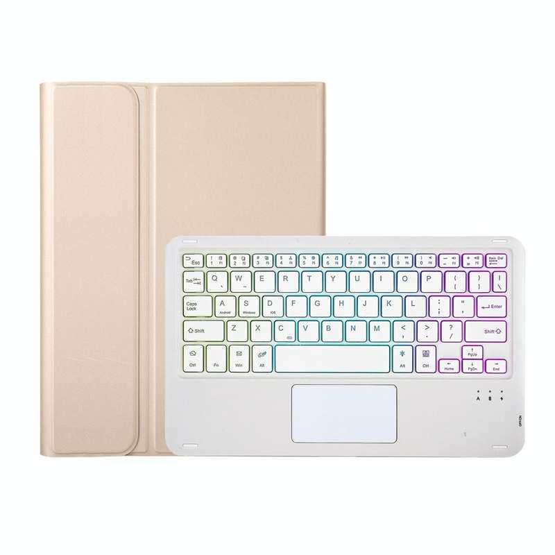 For Samsung Galaxy Tab A8 10.5 (2021) A08B-AS Lambskin Texture Backlight Bluetooth Keyboard Leath...