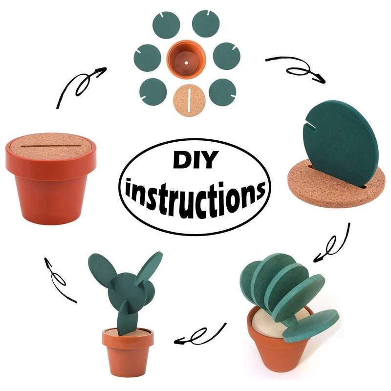 Novelty DIY Cactus Coaster Anti-skid Insulation Tea Pad Home Storage Desktop Multi-function Decor...