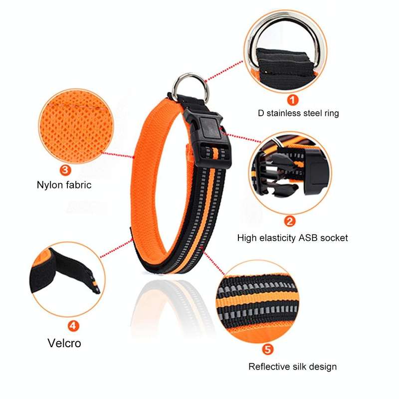 Pet Dogs Polyester Reflective Breathable Pets Collar Traction Lead Leash, Size: M, 2.5*42*47cm (B...